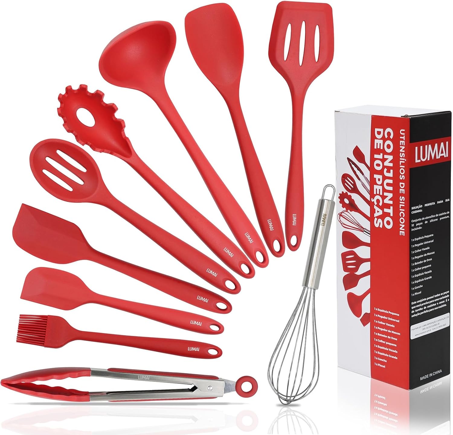 Kit LUMAI 10 Utensílios de Silicone - O Conjunto Completo que Protege Suas Panelas