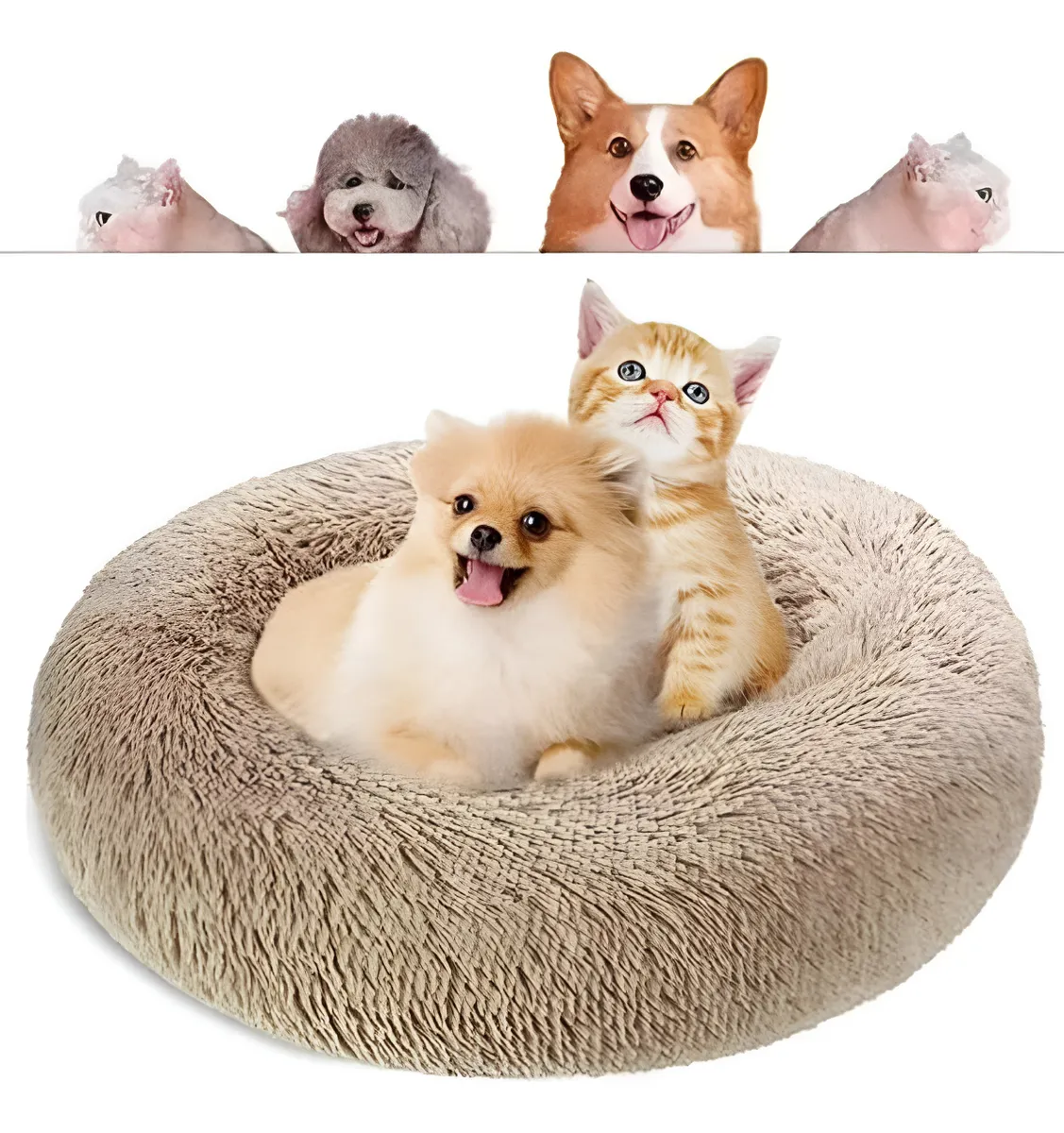 Cama Pet Donut Pelúcia Redonda GG 70cm Fluffie - Caminha Nuvem Casinha