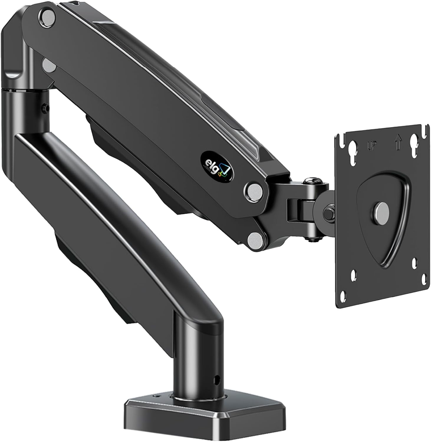 ELG, F80N, Suporte Articulado de Mesa, Pistão a Gás, Design Compacto e Retrátil, Ergonômico, Monitores 17'' a 35'', 2kg a 9kg, Preto